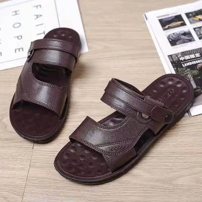 Fashion Leather Sandals Shoes for Men Casual China Summer New Sandals Designs for Man