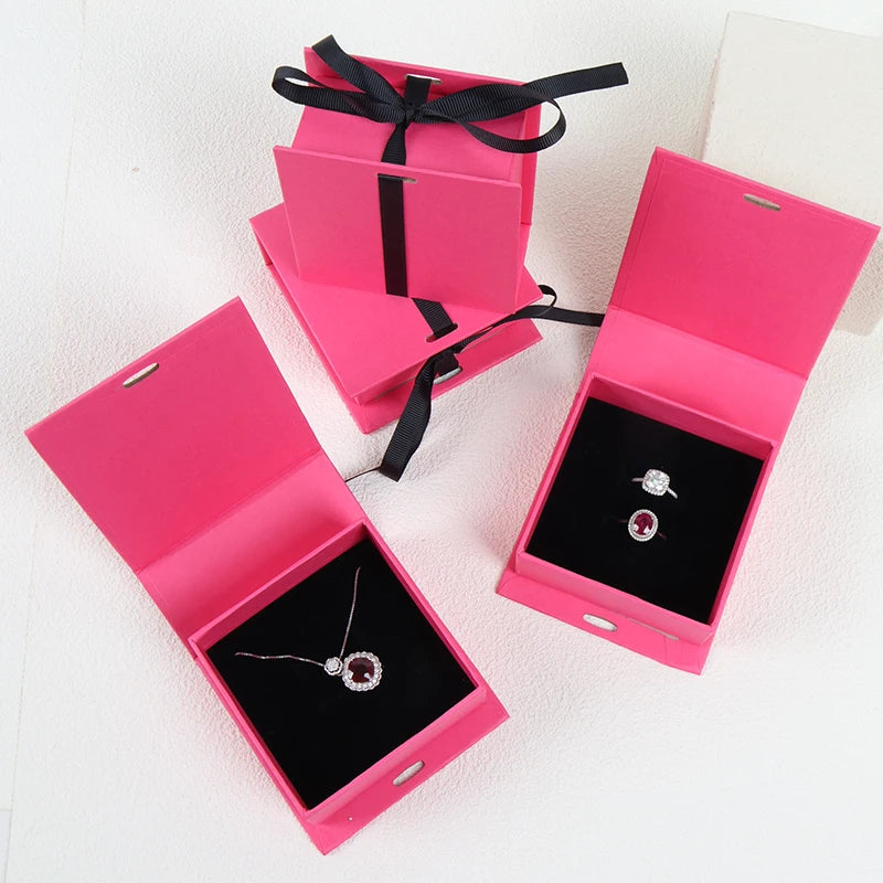 2024 Luxury Small Magnetic Cardboard Book Shape Paper Jewelry Packaging Box with Ribbon for Perfume or Small Gifts