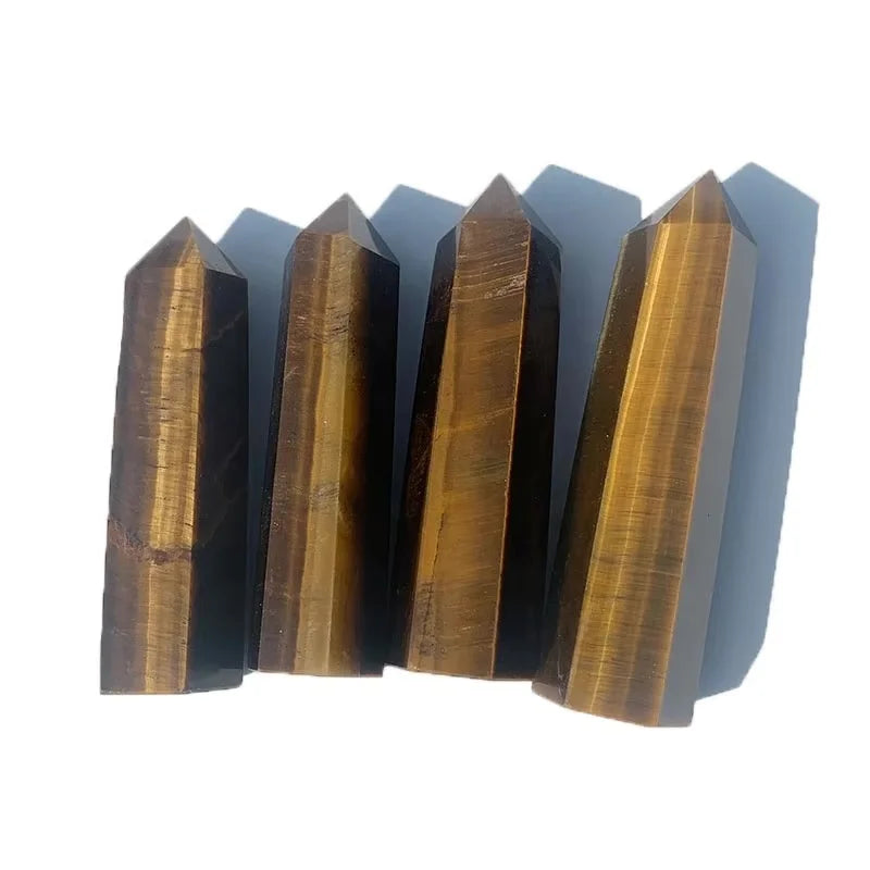 Wholesale Golden Tiger Eye Tower Crystals Crystal Hexagonal Prism Points for Fengshui Other Crystal Crafts