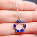 Hot Popular 925 Sterling Silver Natural Sapphire Pendant Necklace Circle Design Rhodium Plating Gold Pearl Material Diamond Main
