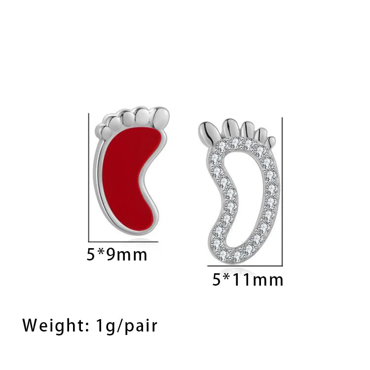 Fine Cute Feet Kids Jewelry Enamel Earrings 925 Silver Earring Stud Custom Gold Plated for Girls or Women