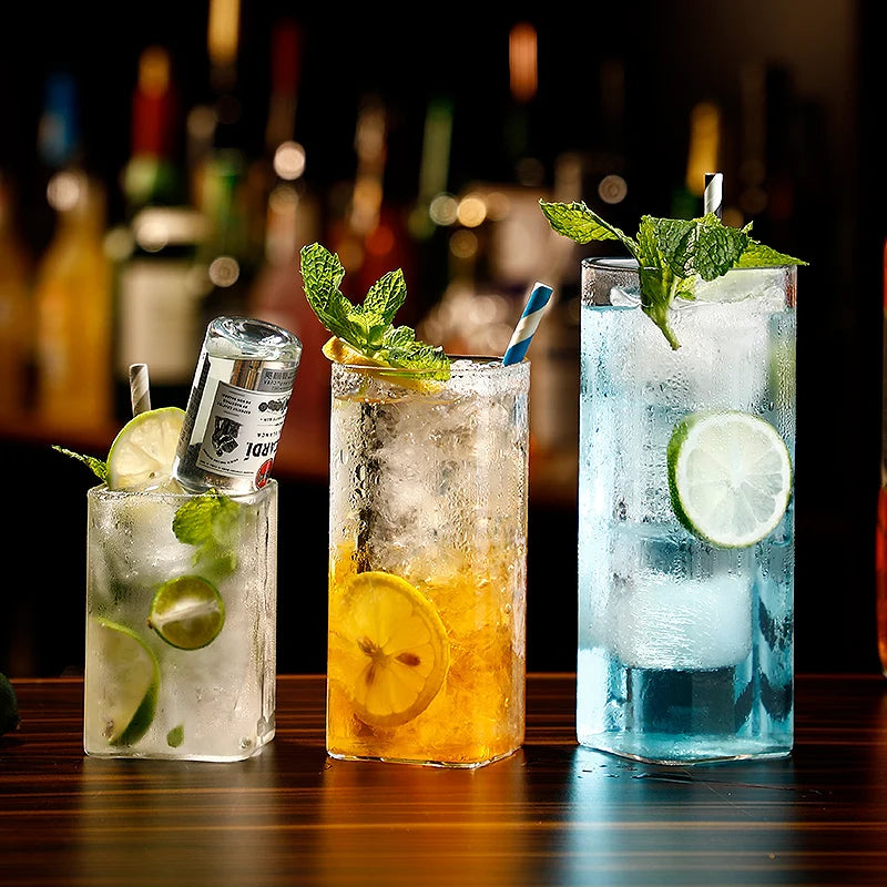 Square Glass Milk Breakfast High Borosilicate Glass Household Transparent Juice Drink Cup Creative Cocktail Glass