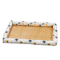 Non-Slip Linen Pet Cooling Dog Bed Summer Rattan With Soft and Breathable Animal Pattern for Cats
