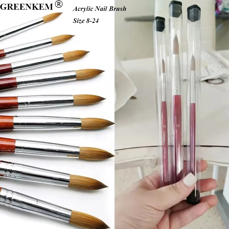 Acrylic Nail Brush Size 8-24 Nail Art Mink Brush Wood Handle Gel Builder Germany Acrylic Nail Brush