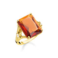 New Arrival 18K Gold Orange Gemstone CZ Women Engagement Party Solitaire Men Quality Brass Jewelry