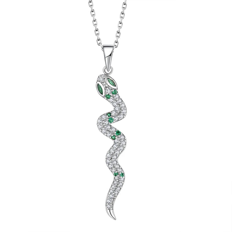 Fashion Minimalist 925 Silver Lady Jewelry New Arrivals 18K Gold Zircon Animal Lucky Snake Pendant Necklace
