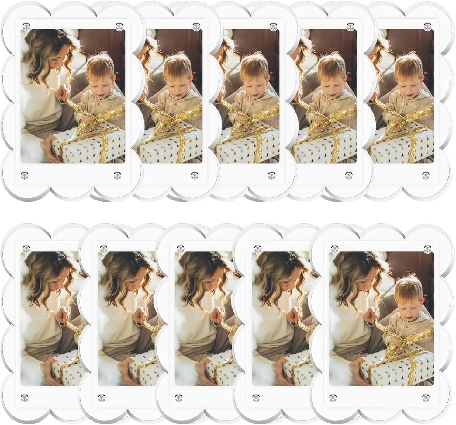 3x4 Acrylic for Magnets Scalloped Clear Photo Frame for Refrigerator Environment Friendly Fashionable Design Custom Logo