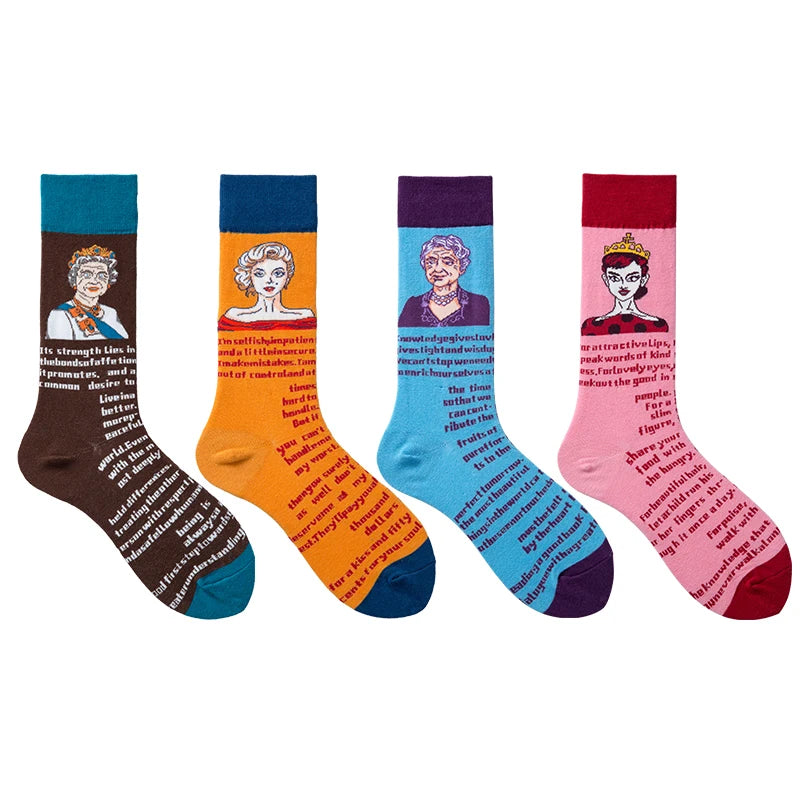 JINGZHOU Custom Design Socks Character Socks Colorful Patterns Crew Socks for Men