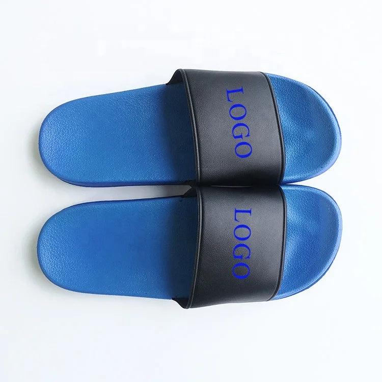 Drop Shipping OEM Custom Black Blue Platform Anti-Slip Slides Footwear PVC Custom Logo for Women Men Plain Blank Sandal