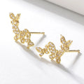 Customize 925 Sterling Silver Cubic Zircon 14k Gold Plated Trendy Wedding Engagement Nickel Lead Free Fashion Butterfly Stud
