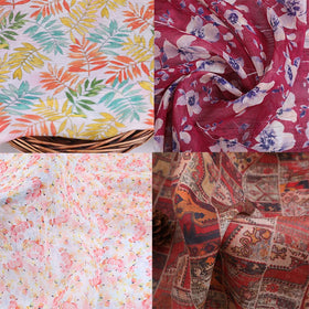 Wholesale Floral Garden Mini Skirt Linen Garment Printed Fabric