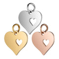 Waterproof Stainless Steel Blanks for Laser Engraving Silver Gold Rose Gold Cut Out Heart Pendant for Necklace Bracelet Making