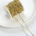 18K Gold Plated Beads Chains Colorful Crystal Square Clavicle Chain Colorful Glass Necklace Chain for Jewelry Making