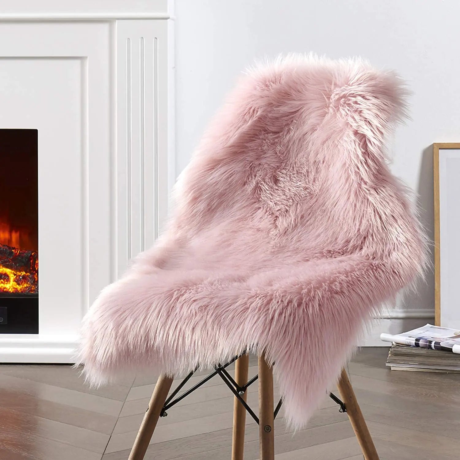 Home Decorative Soft Chair Cover Seat Cushion Fluffy Faux Fur Bedroom Sheepskin Area Rugs