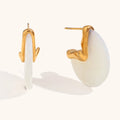 ERESI Wholesale White Resin Stainless Steel Half Empty Geometric Fashion Earrings Rust Proof Metal Trendy Jewelry for Women