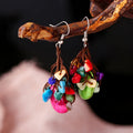 Hot Selling Bohemian Turquoise Summer Beach Jewelry Natural Rainbow Gravel Hand-Woven Multi-Layer Drop Earrings for Vacation