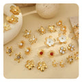 Cross-border Niche Light Luxury High Sense Stainless Steel Geometric Flower Pearl Women'S Accessories Fashion Stud Earrings