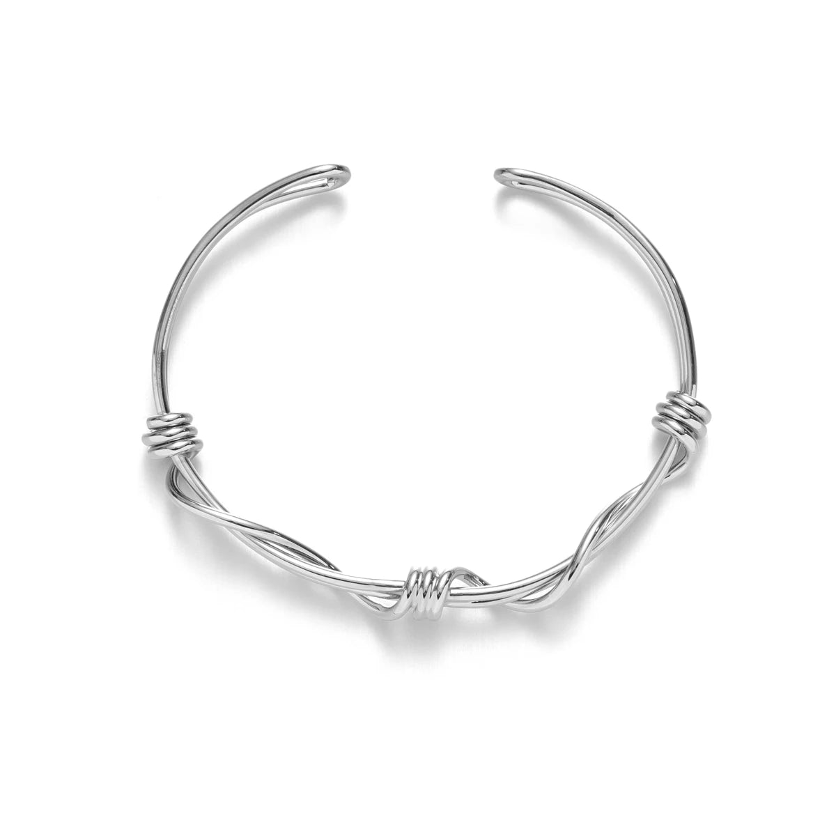 Customized Jewelry Platinum Plated Metal Line Bangle Fashion Design Silver Winding Adjustable Bracelet for Women