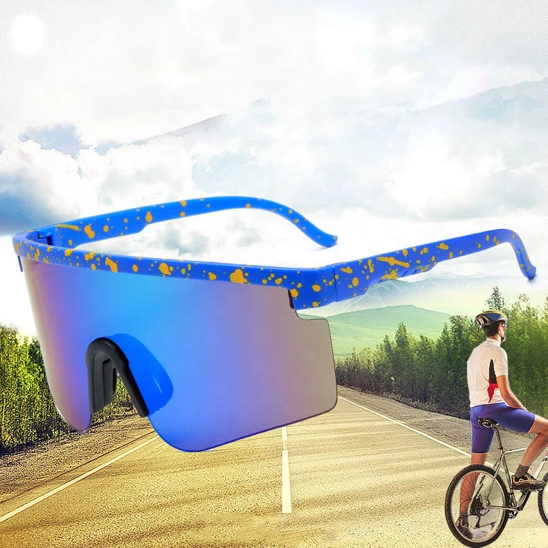 Wholesale Customized Cycling Sunglasses Unisex Black Sports Sunglasses for Running Fashionable One Piece Big for Men Women
