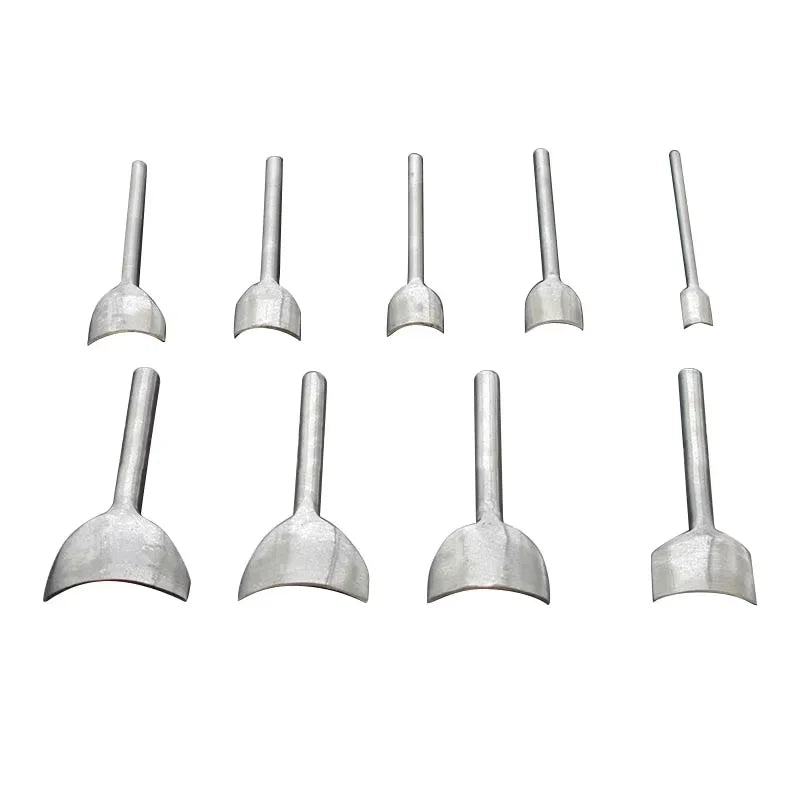 9pcs Multi-gauge V-belt Tail Punch Belt Pointy Curved Tail Cut Rounded Corner Punch DIY Belt Punch Hand Leather Carving Tool