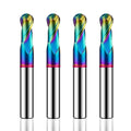 AZZKOR 2F Endmills Color-Ring DCL-Colorful Coating Tungsten Carbide Ball End Milling Cutter for CNC Mechanical