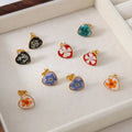 Botanical Jewelry Stainless Steel Pressed Resin Flower Earring Studs Real Dried Birth Month Flower Earrings for Bridesmaid Gift