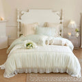 King Size Lace Quilt Cover 100%lyocell Fiber Bed Sheet Princess Home Textile Green Bedding Sets Supplier