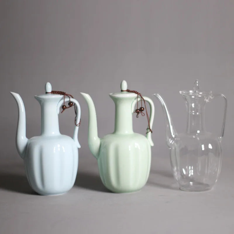Porcelain Ceramic Chinese Traditional Vintage Green Tea Pot Matcha Accessories Mud Stoneware Chinese Teapot
