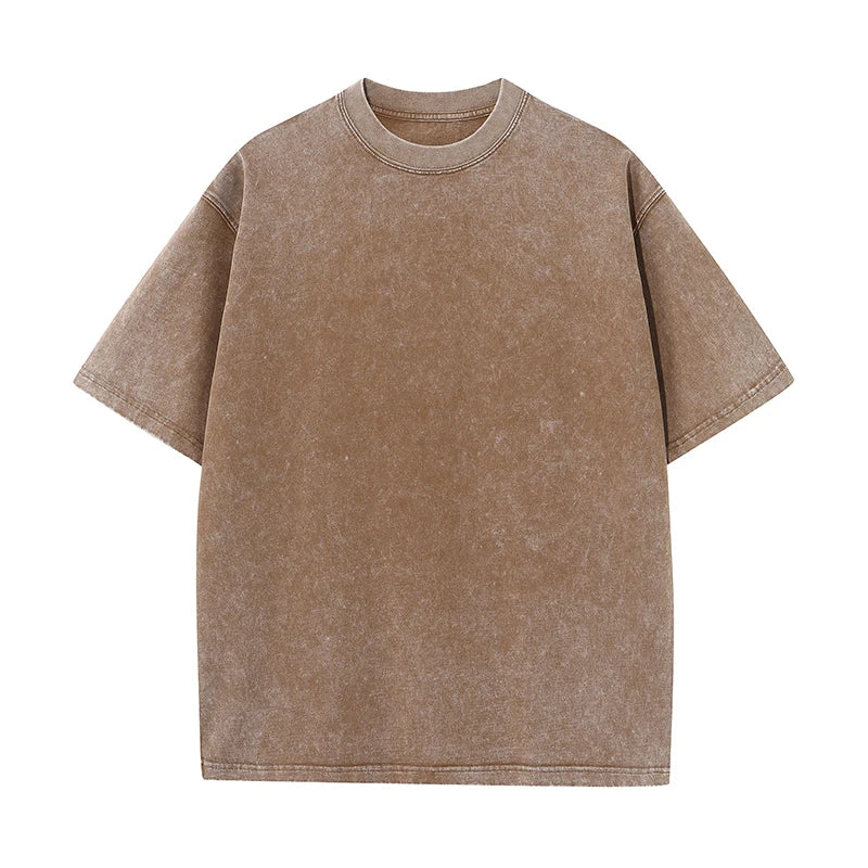270Gsm Oversized Knitted Drop Shoulder Vintage Washed Digital Logo Printed Men's Summer T-Shirts