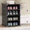 Four-Layer Modern Plastic Shoe Storage Rack Transparent Door Extendable Space-Saving Living Room Warehouse Hotel Entry Closet