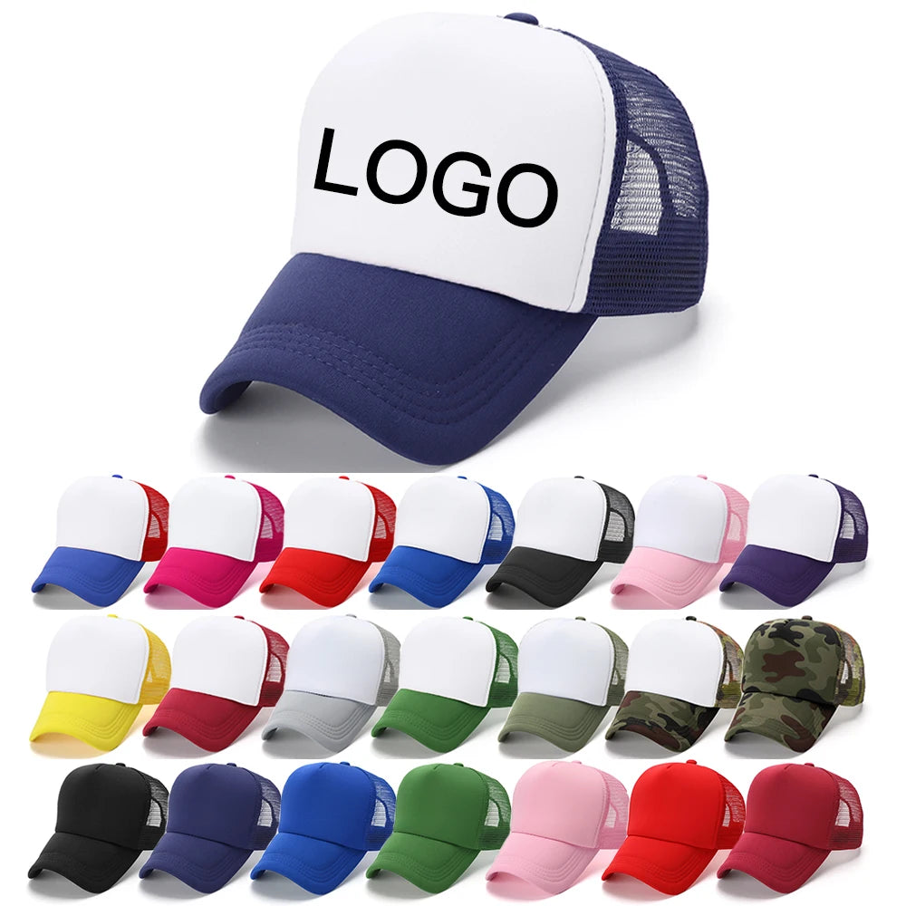 Wholesale Streetwear Running Gorras Gorros Embroidery Snapback 5 Panel Multi Color Polyester Bulk Foam Mesh Ponytail Trucker Hat