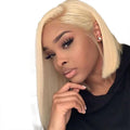 Dropshipping Wholesale #613 Lace Front Wigs Short Bob Cuticle Aligned Human Hair Silky Straight Texture Blonde Shade for Lace