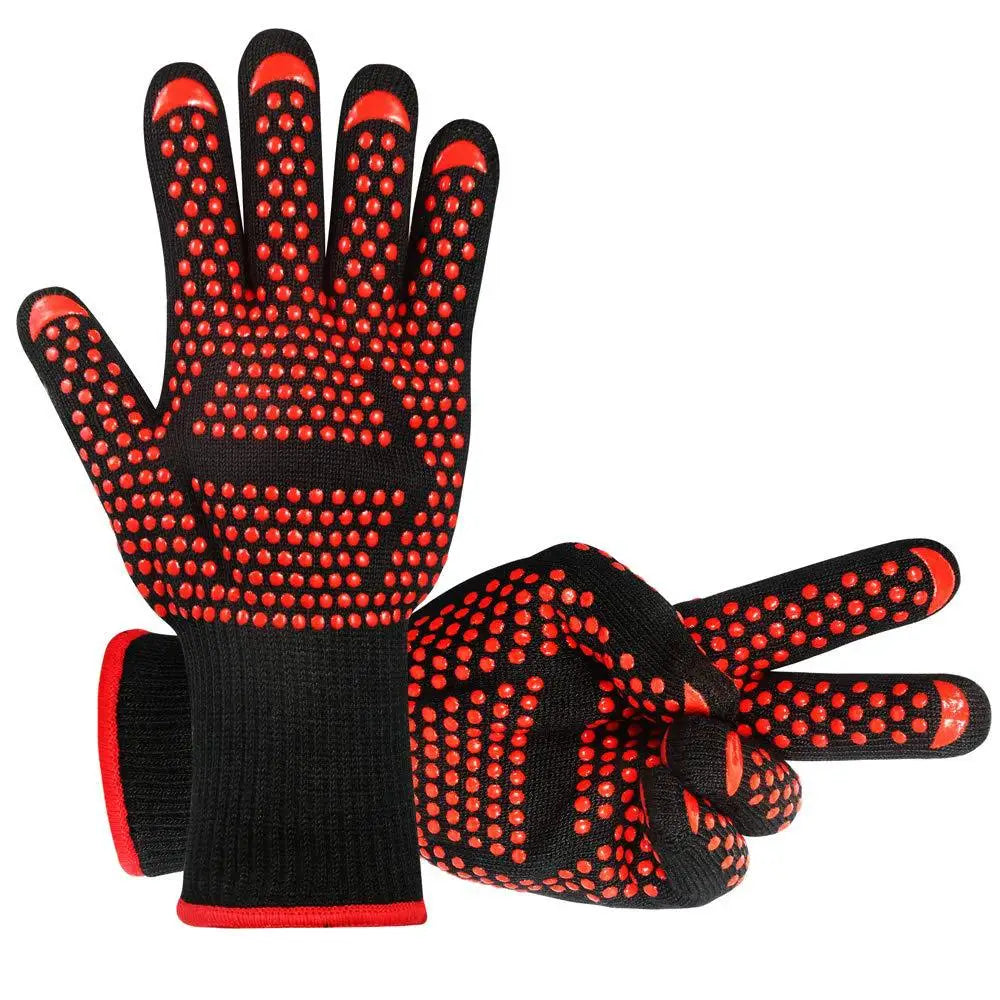 Extreme Heat Resistant BBQ Gloves for Cooking Baking Silicone Non-Slip Oven Mitts Kitchen BBQ Grill Gloves