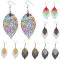 Fashion Jewelry Classic Natural Real Leaf Earrings Copper Metal Leaves Fashion Earrings Filigree Drop Pendant Earrings for Women