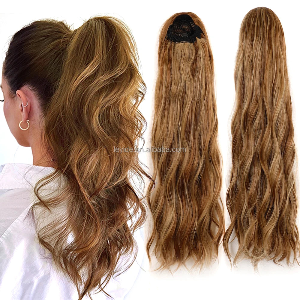 Soft Loose Wave Ponytail Hair Extension Synthetic High Resistant Fiber Drawstring Curly Wavy Pony Tail Hairpiece for Women Girls