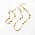 Joolim Jewelry 18K Gold Plated Knot Link Chain Freshwater Pearl Necklace Stainless Steel Jewelry Wholesale
