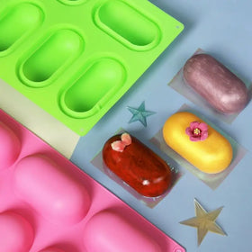 7045 Surprise Cake 8 Hole Silicone Mousse Mold at Ellipse Shape Silicone Cake Mold Silicone Candle Molds Soap Making Mold