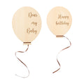 Spot Nordic Style Wooden Milestone Digital Balloon Month Card 100 Days 1-12 Months for Photo Booth Props Birthday Commemorative