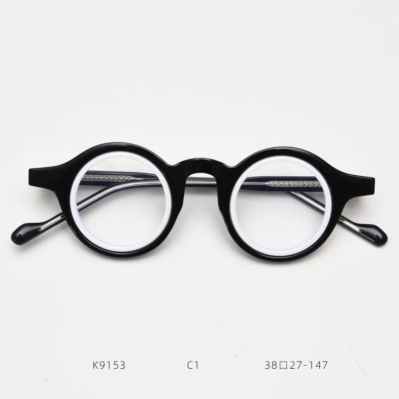 2024 Vintage Round Acetate Glasses Frame Men Optical Prescription Eyeglasses Frame Women Korea Luxury Brand Eyewear