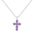 OEM ODM New Arrivals Minimalist Cross Pendant Natural Amethyst Gemstone 925 Sterling Silver Pendant for Women Jewelry