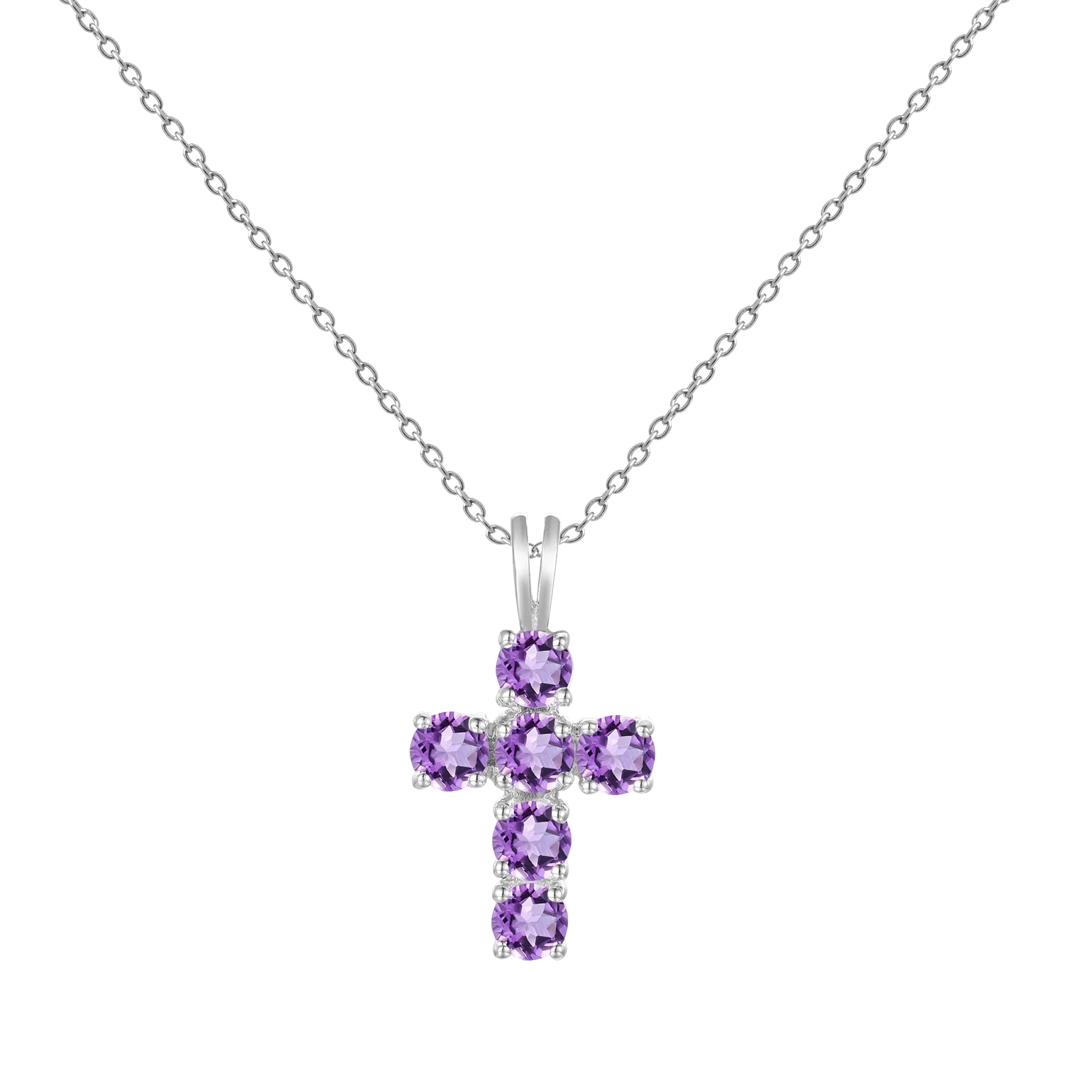 OEM ODM New Arrivals Minimalist Cross Pendant Natural Amethyst Gemstone 925 Sterling Silver Pendant for Women Jewelry