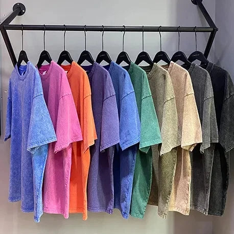 DTG Custom Heavyweight Streetwear T-Shirts Heavy 100% Cotton Blank Tee Drop Shoulder Oversized Vintage Acid Wash T Shirt for Men