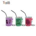 Topjlh Blank Sublimation Hot Sale 3oz Mini Tumbler Sublimation Stainless Steel Cup with Lid Keychain Metal Straw for Club Party