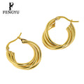 18K Gold Multi Layer Twisted Hoop Earrings for Women 925 Sterling Silver Simple Fashion Earring Custom Fine Jewelry Wholesale