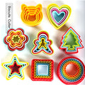 5 Piece Stocked Colorful Square Round Shape ABS Plastic Baking Tool Cake Biscuit Mold Cookie Cutter Set