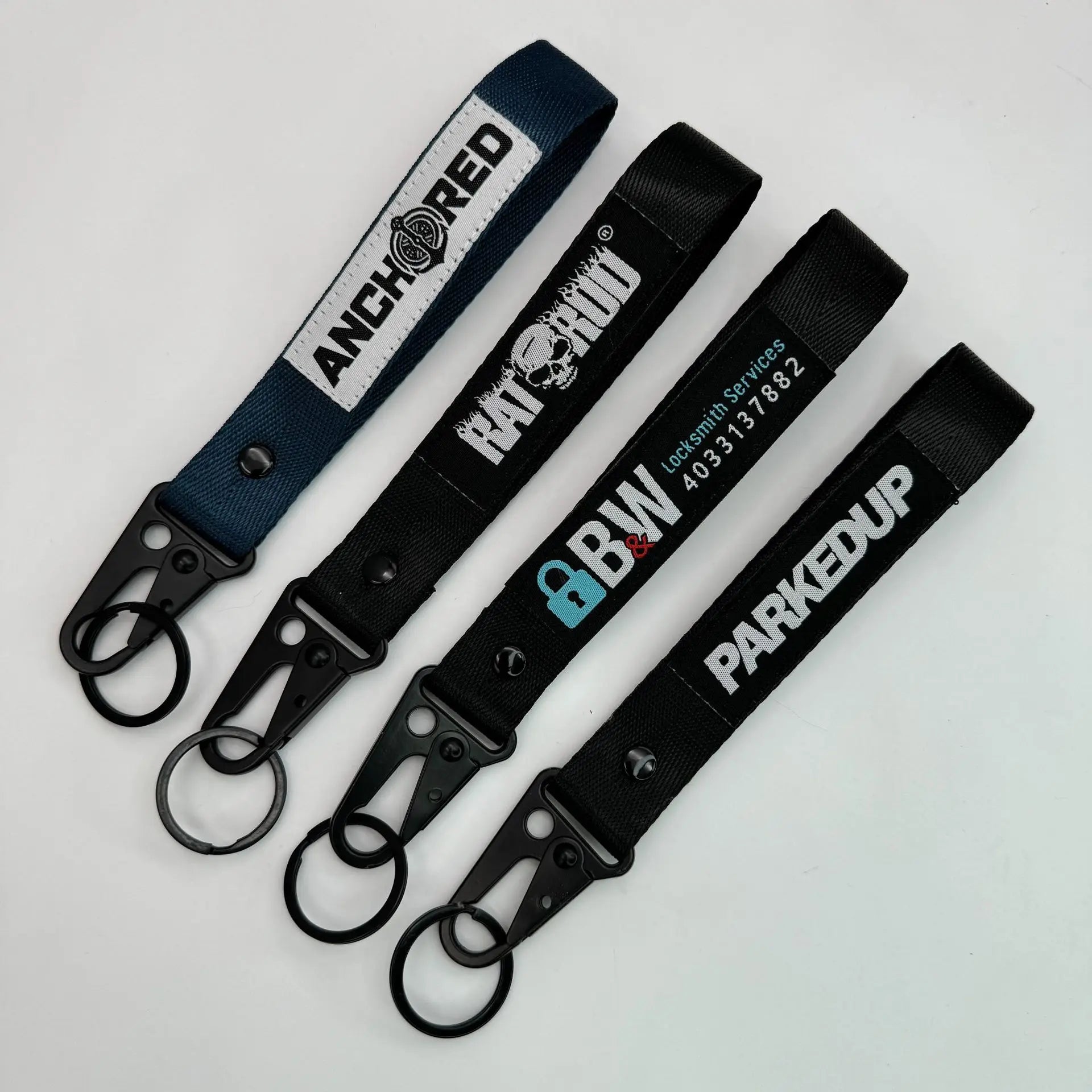 Custom Car Brand Polyester Nylon Short Lanyard Keychain With Colorful Eagle Buckle Nylon Hanging Rope Schoolbag Accessories