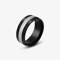New Classic Lassa Ring with Black Gun Plated Stainless Steel Titanium Geometric Setting Inlay for Men's Parties