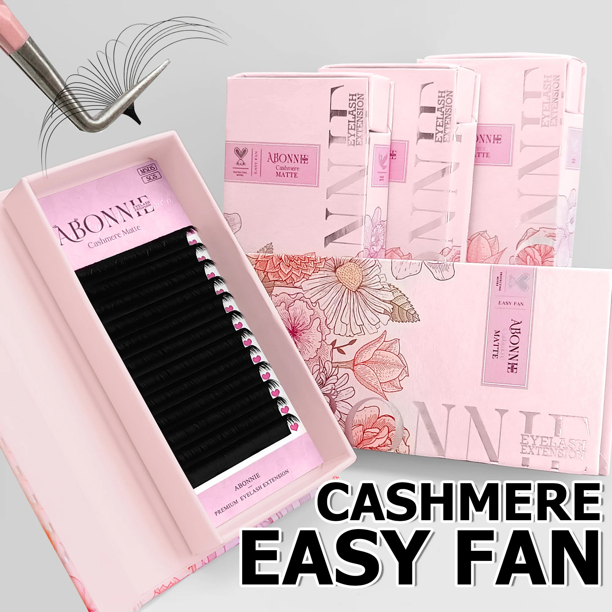 Abonnie Premium Easyfan Eyelash Extensions Suitable for Making Mega Volume Fans Cashmere Easy Fans Lash Extension Trays Supplies