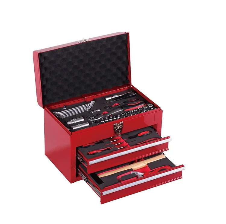 Multifunctional Wear and Corrosion Resistance Red Wooden Box Set Portable Multi-tool Auto Repair Tool Box