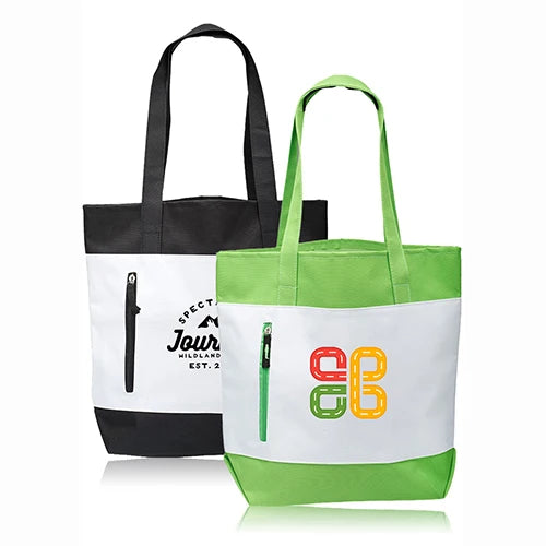 RUTH 600D PVC Polyester Medium Seaside Tote Bags with Front Zipper Dot Pattern Handled From ZHEJIANG